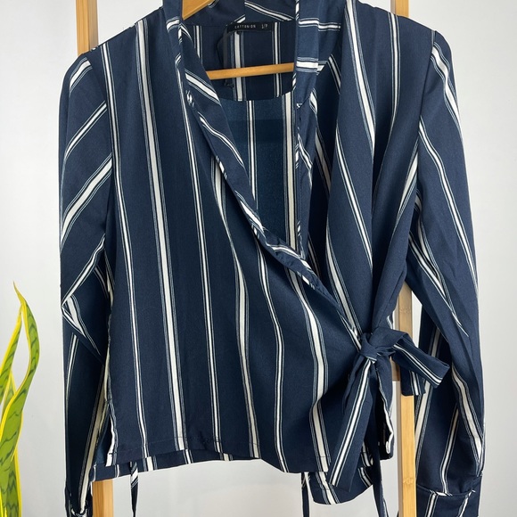 Very Cute Navy Tie Jacket Bolero - Size S - Picture 6 of 7